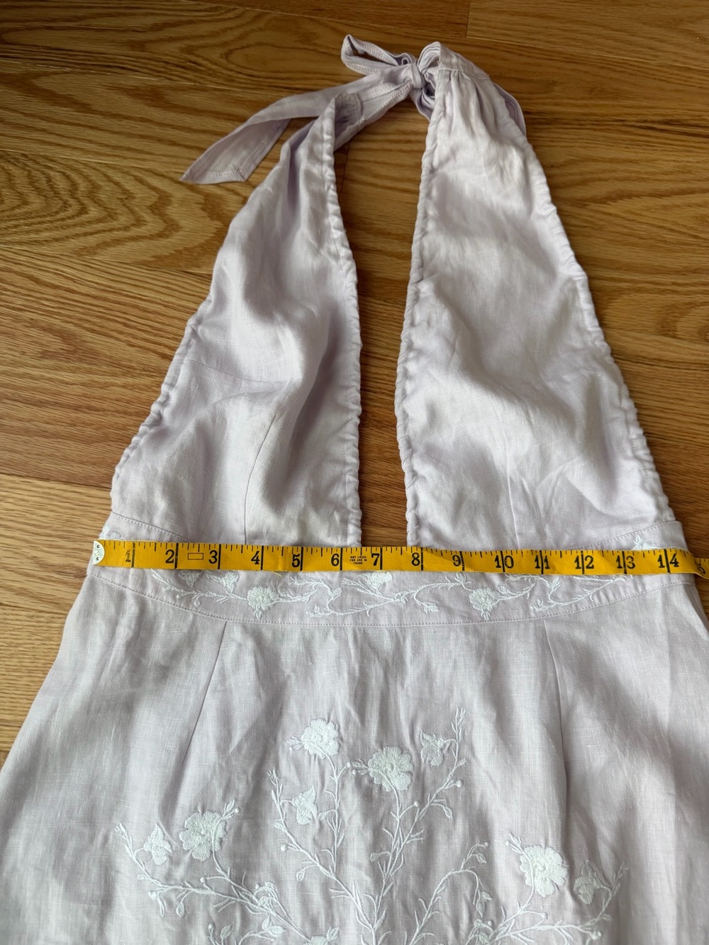 Fanm Mon Karla Lilac Linen Embroidered Halter Midi Dress M $399 - Picture 9 of 11